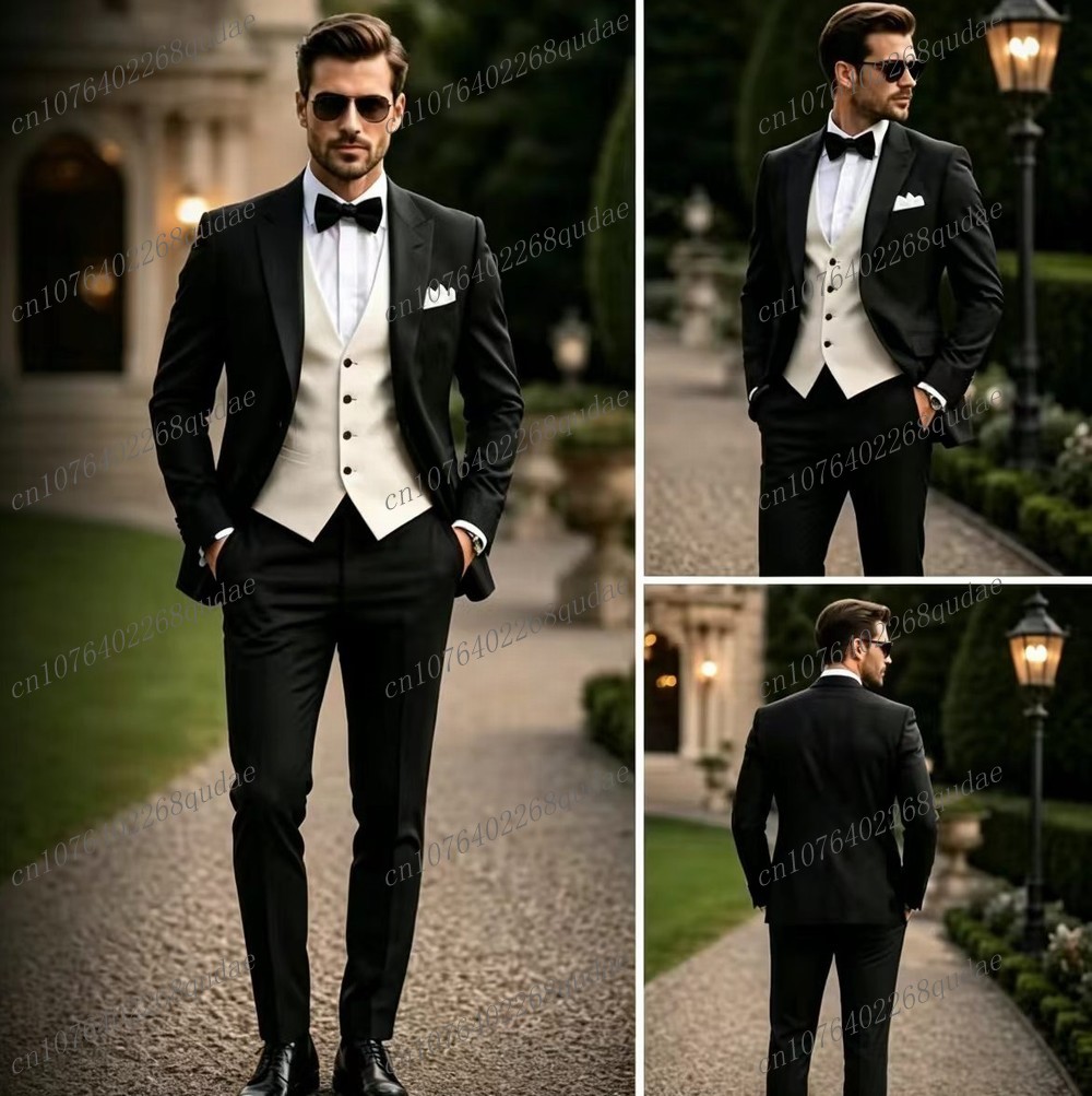 Formal Wear Jersey For Men - Formal Black And White Men Suit