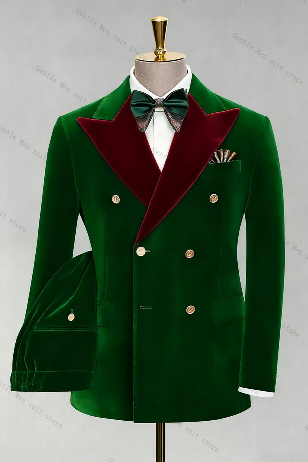 Men Formal Wear Green - Green Groom Men Suit Set 2