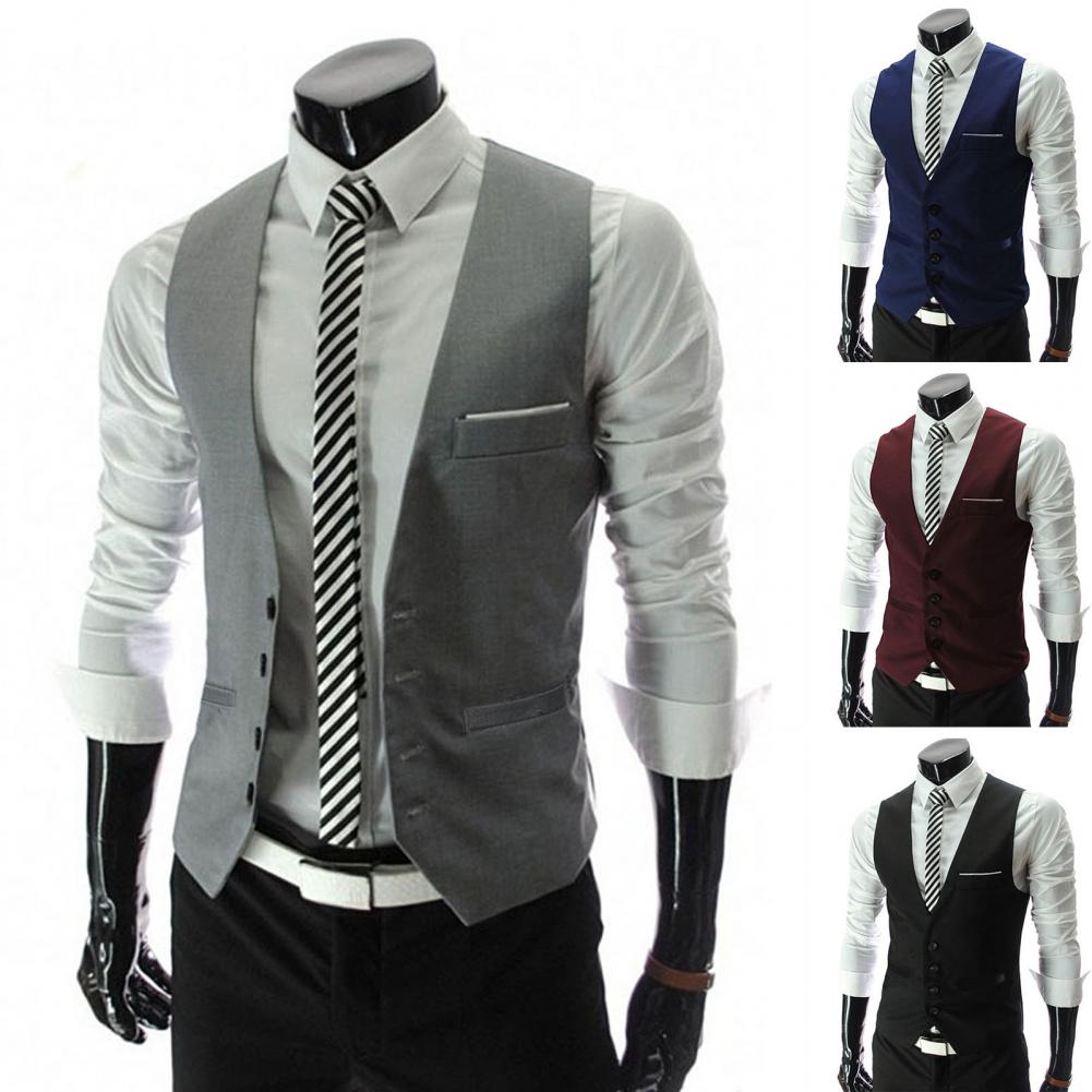 Formal Vest Waistcoat - Men Vest Single Breasted Suit Vest