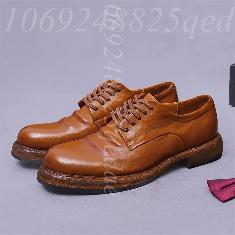 Formal Men Daily Wear Footwear - Men's Handmade Vintage Lace-Up Oxfords, Retro