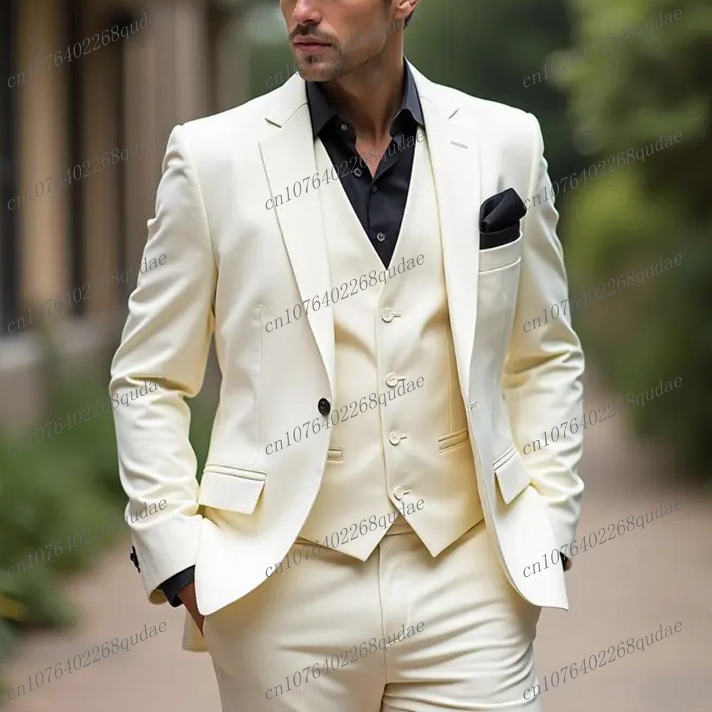 Formal Wear Jersey For Men - New White Formal Men Suit Wedding