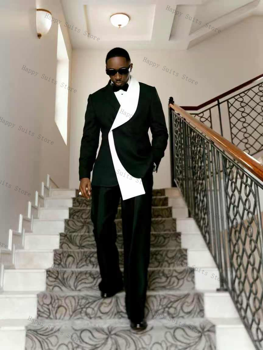 Black White Men Suit Set 2 Pcs - đánh giá và giá Formal Wear Jersey For Men
