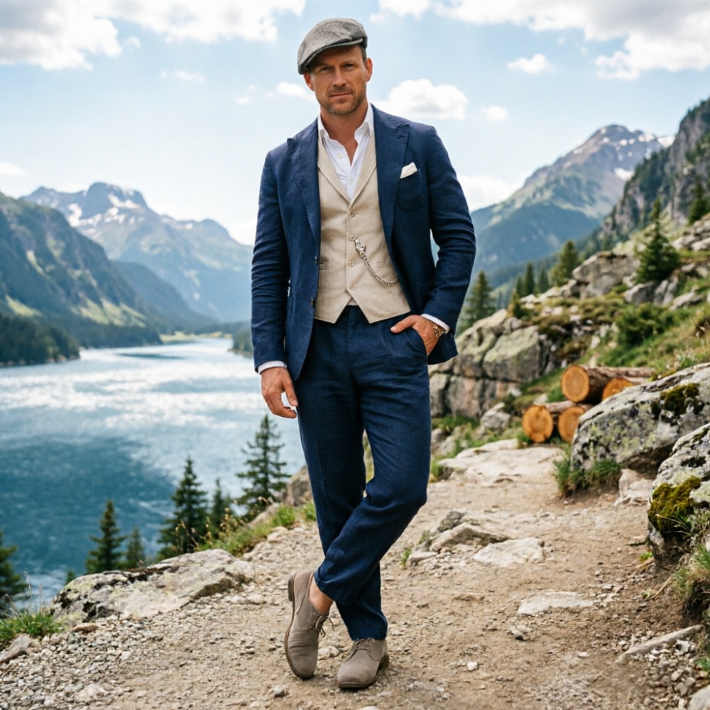Sage Green Linen Men 3 Piece S - đánh giá và giá Men Formal Wear Green