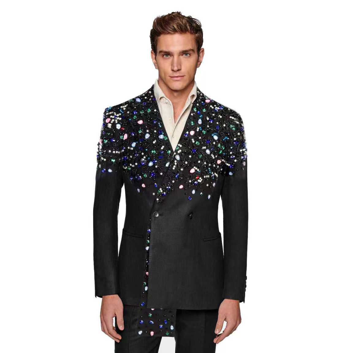 Black Men Suit Set 2 Pieces Cr - đánh giá và giá Formal Wear Jersey For Men