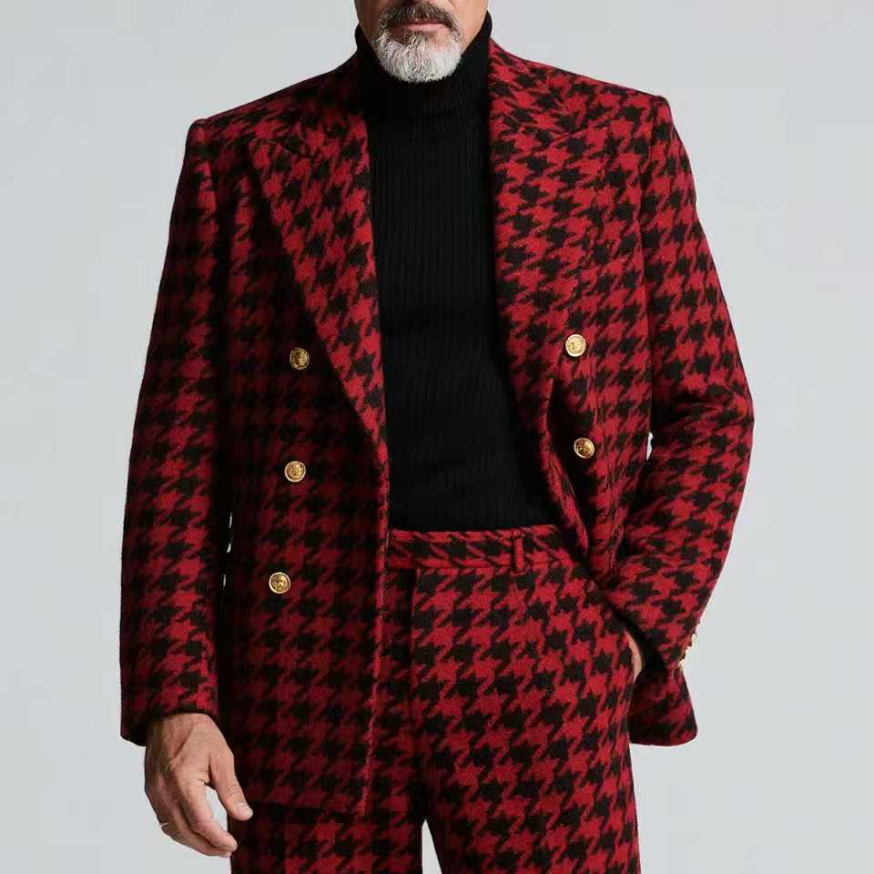 Houndstooth Men Suit Set 2 Pie - đánh giá và giá Formal Wear Jersey For Men
