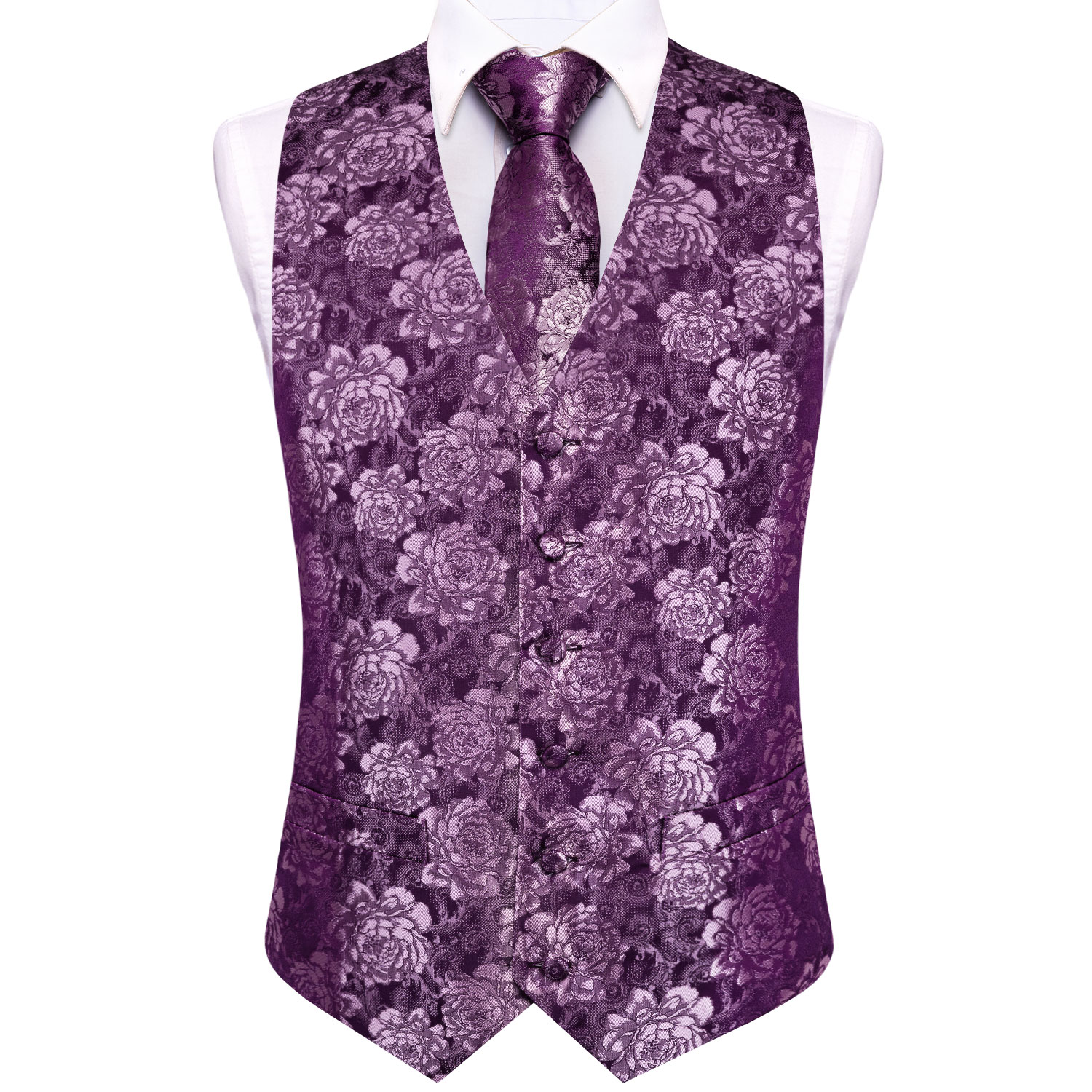 Purple Floral Rose Mens Waistc - đánh giá và giá Formal Vest Waistcoat