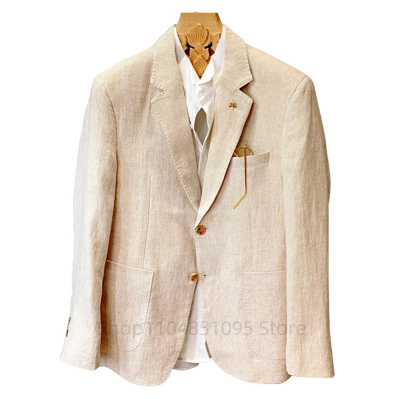 Beige Men Suit Linen Blazers J - đánh giá và giá Men Formal Wear Top