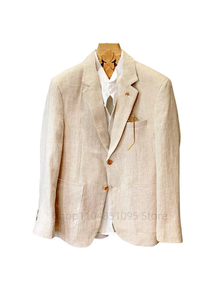 Beige Men Suit Linen Blazers J - đánh giá và giá Men Formal Wear Top