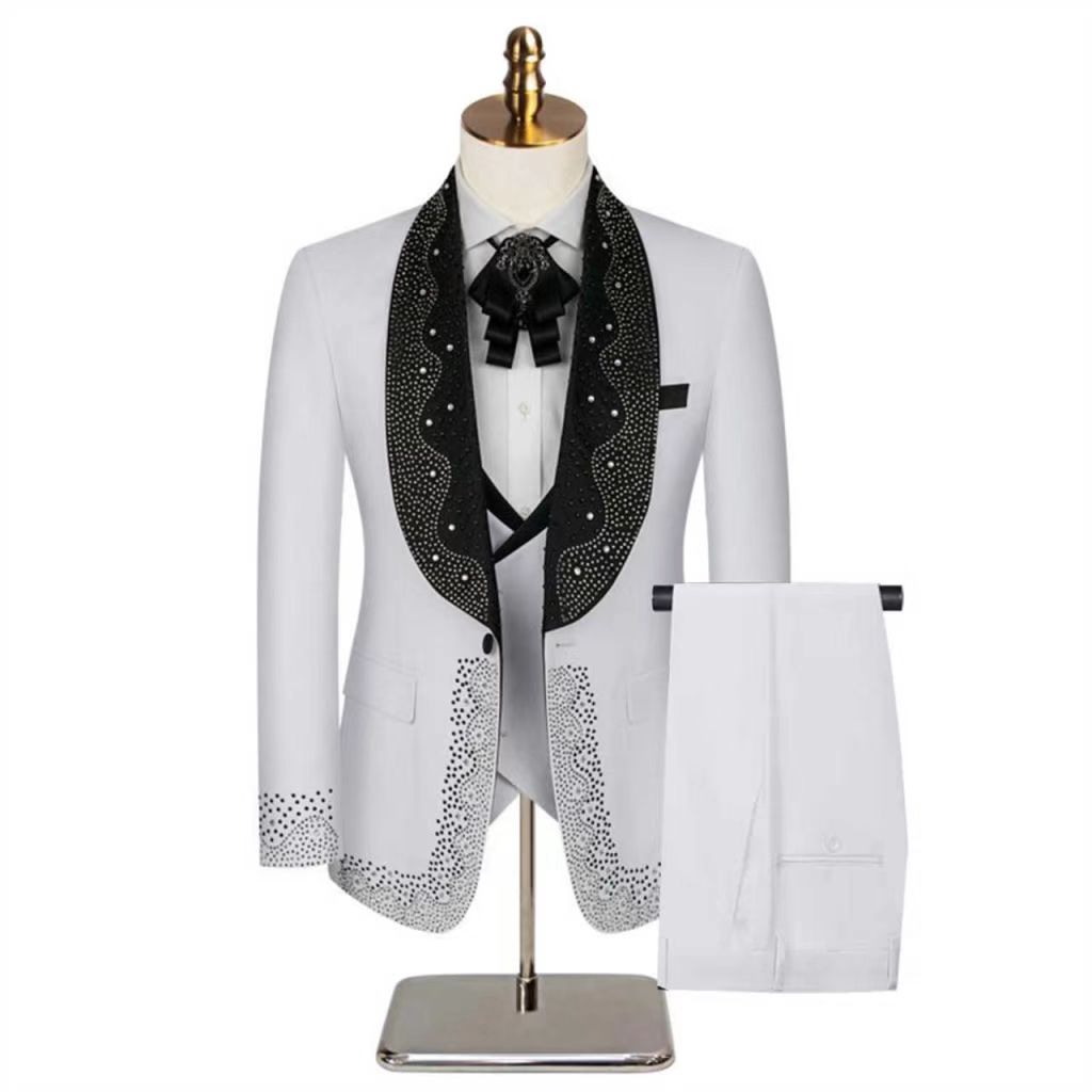 White Men Suit Set 2 Pieces Bl - đánh giá và giá Formal Wear Jersey For Men
