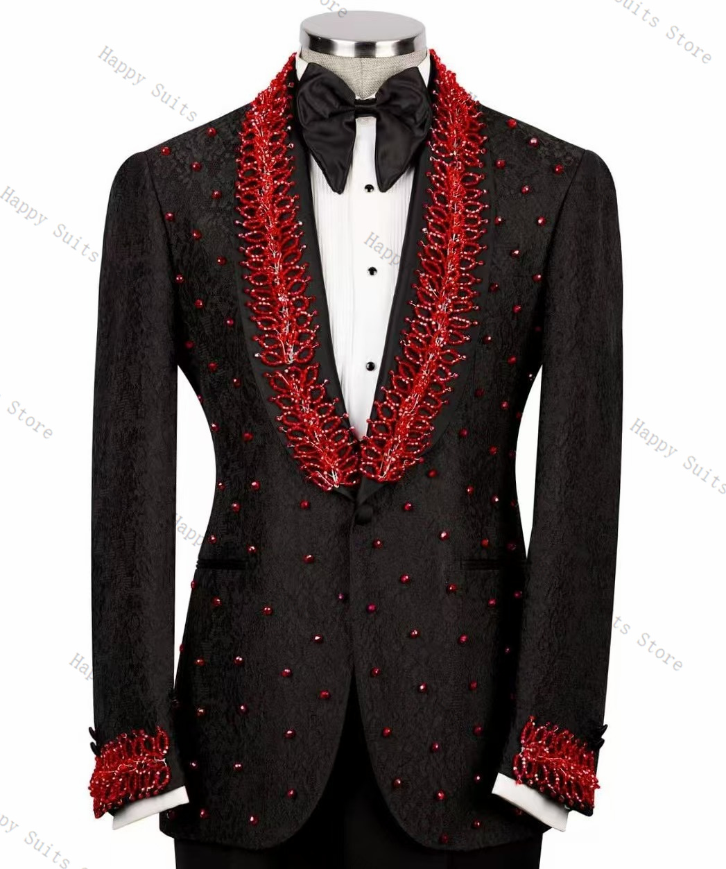 Red Crystals Men Suit Set 2 Pc - đánh giá và giá Formal Wear Jersey For Men