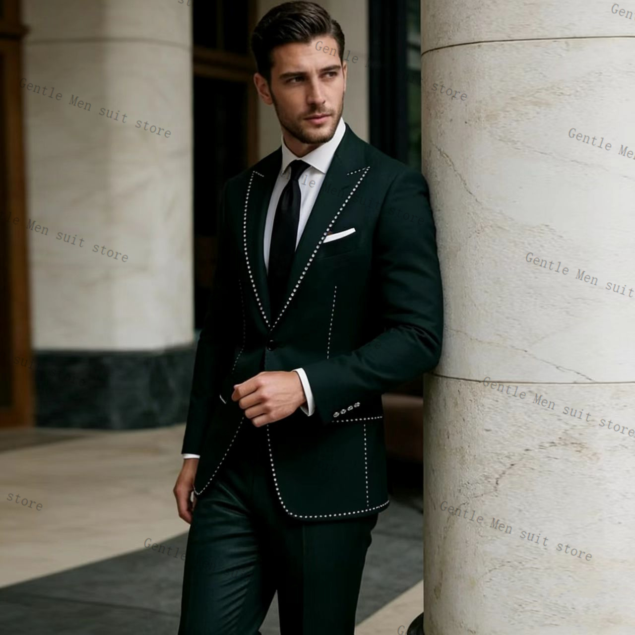 Crystals Luxury Green Men Suit - đánh giá và giá Men Formal Wear Green